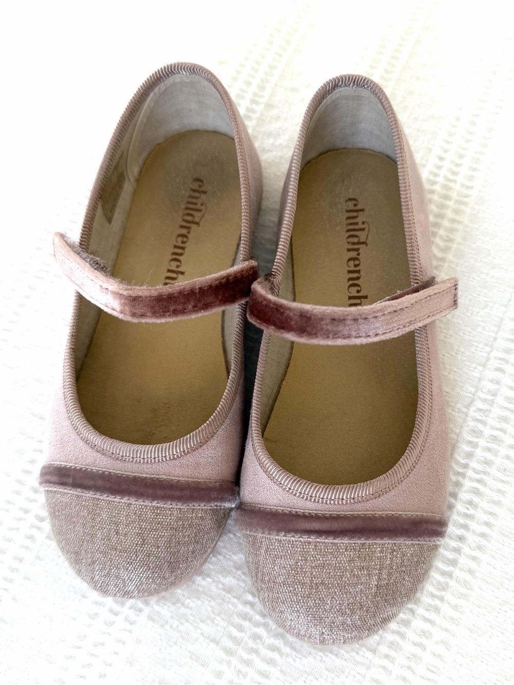 ChildrenChic - Dusty Rose Velvet Strap Mary Jane Flats for Women